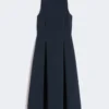 Long flared scuba jersey dress, ultramarine Long flared scuba jersey dress, ultramarine