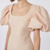 Long jacquard cloque dress, powder Long jacquard cloque dress, powder