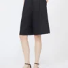 Long linen canvas bermuda shorts, black