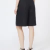 Long linen canvas bermuda shorts, black