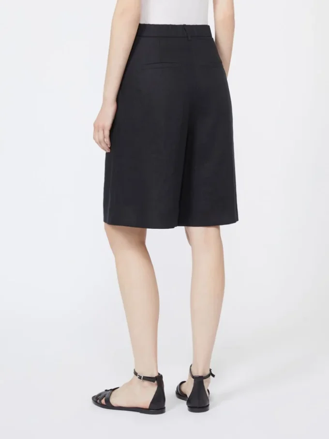 Long linen canvas bermuda shorts, black