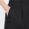 Long linen canvas bermuda shorts, black