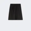 Long linen canvas bermuda shorts, black