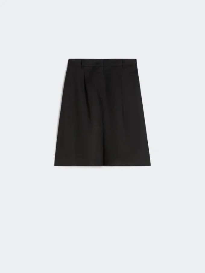 Long linen canvas bermuda shorts, black
