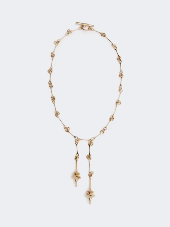 – long necklace with double pendant, gold – long necklace with double pendant, gold
