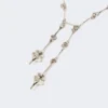 – long necklace with double pendant, silver – long necklace with double pendant, silver