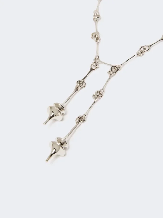 – long necklace with double pendant, silver – long necklace with double pendant, silver