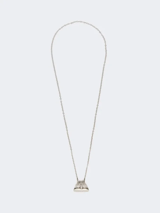 Long necklace with large pasticcino bag charm, silver Long necklace with large pasticcino bag charm, silver