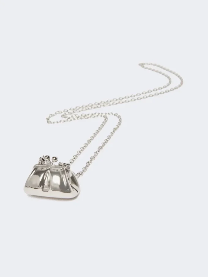 Long necklace with large pasticcino bag charm, silver Long necklace with large pasticcino bag charm, silver
