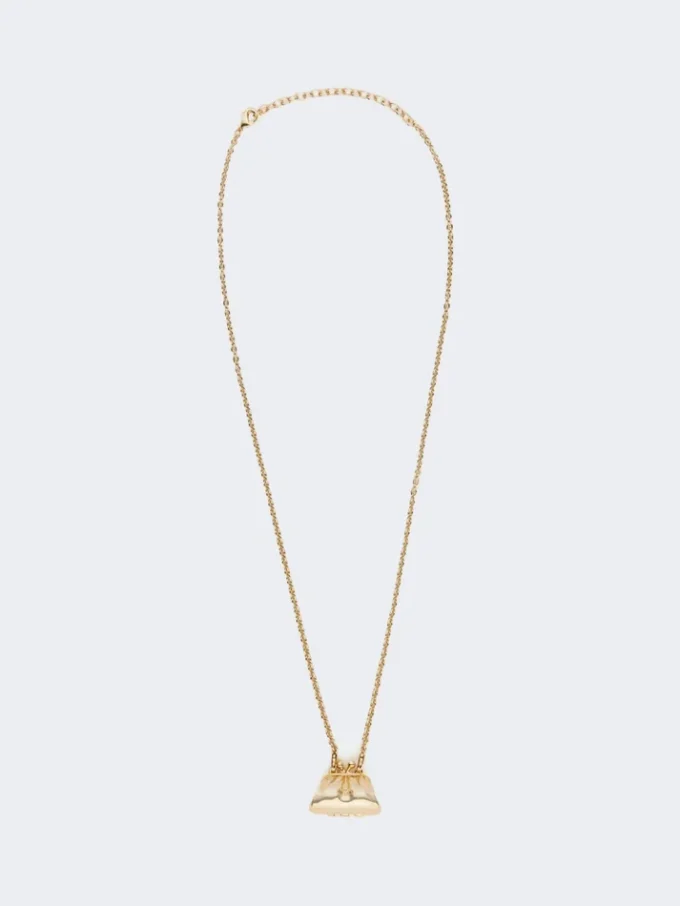 Long necklace with pasticcino bag charm, gold Long necklace with pasticcino bag charm, gold