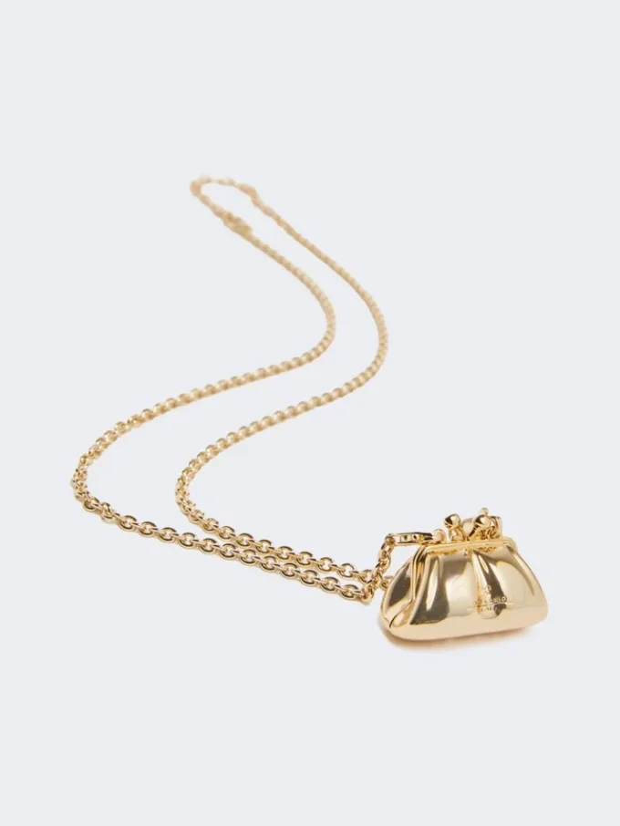 Long necklace with pasticcino bag charm, gold Long necklace with pasticcino bag charm, gold