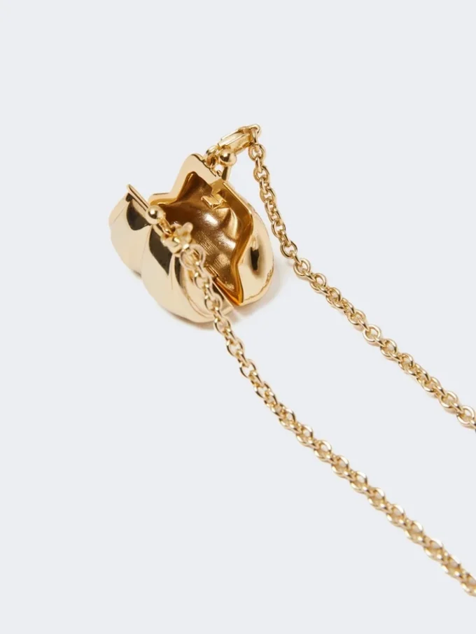 Long necklace with pasticcino bag charm, gold Long necklace with pasticcino bag charm, gold