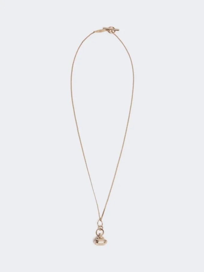 Long necklace with stamp pendant, gold Long necklace with stamp pendant, gold