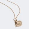 Long necklace with stamp pendant, gold Long necklace with stamp pendant, gold