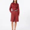 Long linen canvas bermuda shorts, brick red