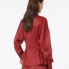 Long-sleeved ramie canvas shirt, brick red