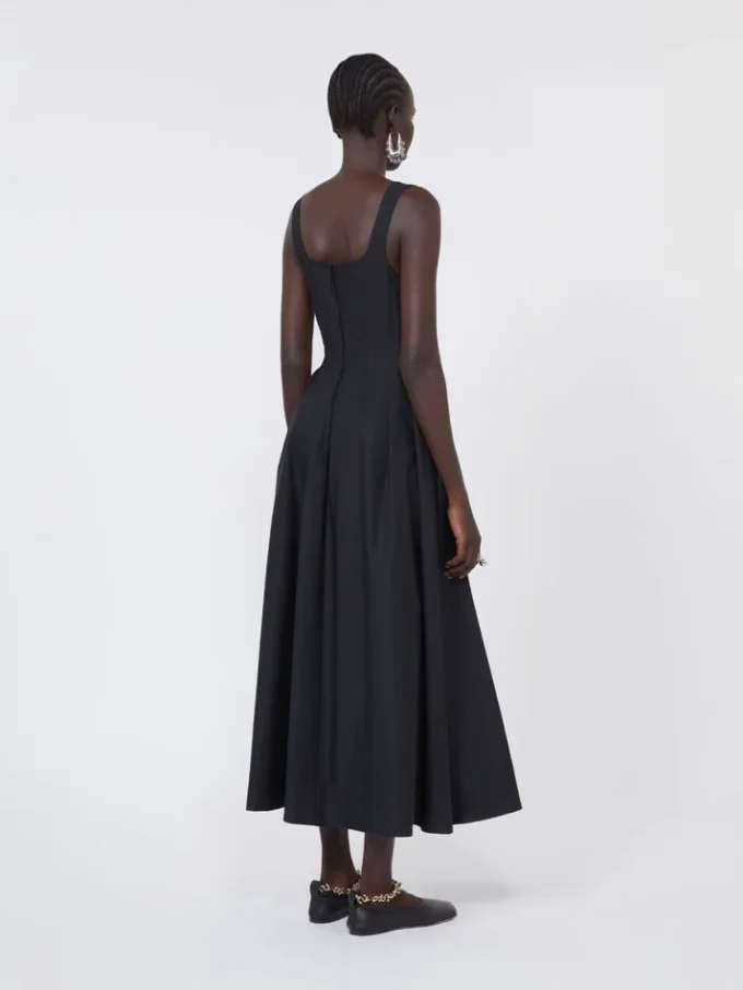 Long sleeveless pure cotton dress, black Long sleeveless pure cotton dress, black