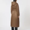 Long water-repellent canvas padded parka, tobacco