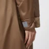 Long water-repellent canvas padded parka, tobacco