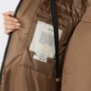 Long water-repellent canvas padded parka, tobacco