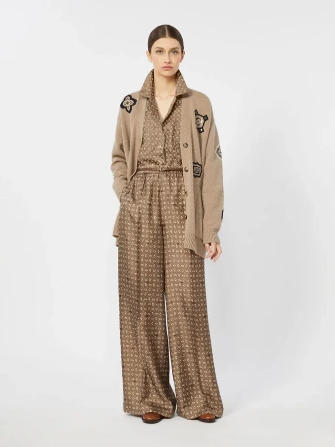 Long wool and cashmere cardigan, sand Long wool and cashmere cardigan, sand