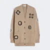 Long wool and cashmere cardigan, sand Long wool and cashmere cardigan, sand