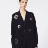 Long wool and cashmere cardigan, ultramarine Long wool and cashmere cardigan, ultramarine