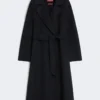 Long wool, cashmere and silk coat, navy Long wool, cashmere and silk coat, navy