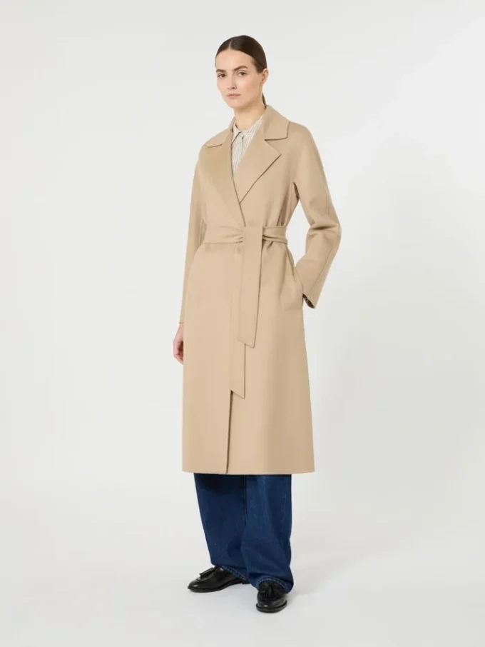 Long wool, cashmere and silk coat, sand Long wool, cashmere and silk coat, sand