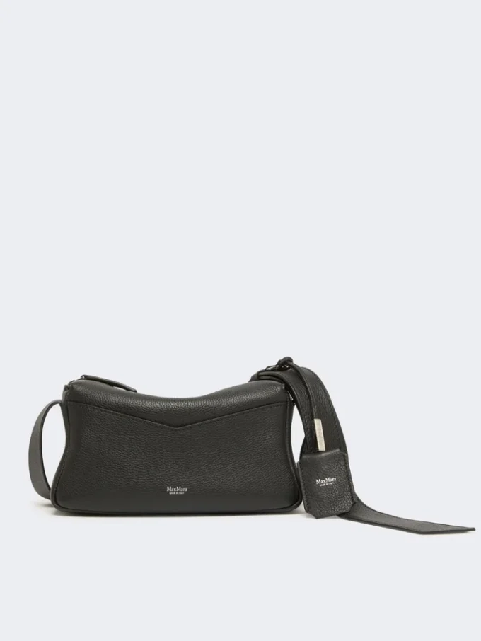 Low-sheen leather micro handbag, black