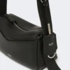Low-sheen leather micro handbag, black