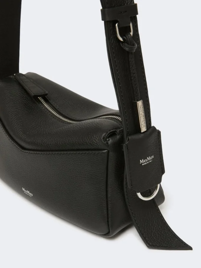 Low-sheen leather micro handbag, black