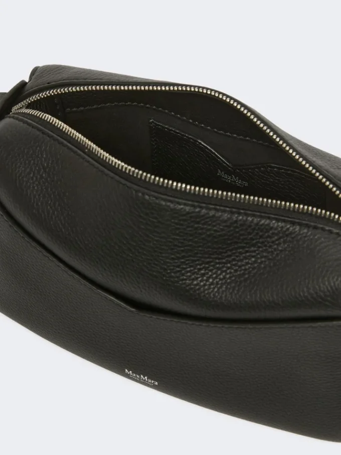 Low-sheen leather micro handbag, black