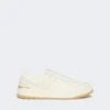 Low-top trainers in tumbled leather, white Low-top trainers in tumbled leather, white