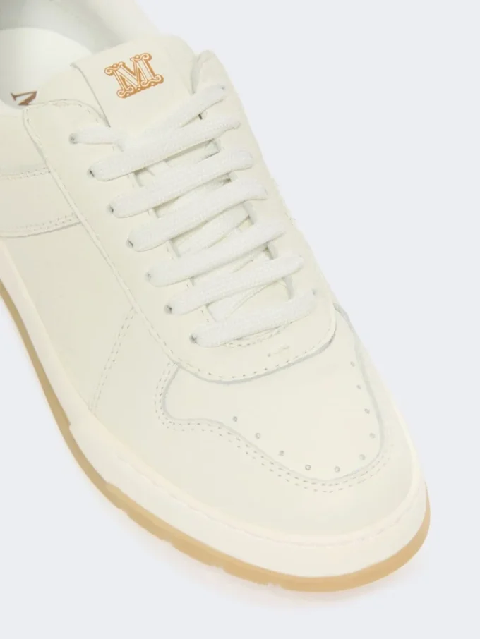 Low-top trainers in tumbled leather, white Low-top trainers in tumbled leather, white