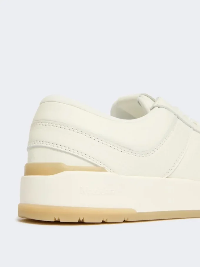Low-top trainers in tumbled leather, white Low-top trainers in tumbled leather, white