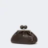 Medium crocodile-print leather pasticcino bag, dark brown