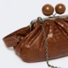 Medium crocodile-print leather pasticcino bag, red brown