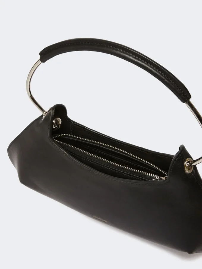 Medium leather caju bag, black Medium leather caju bag, black