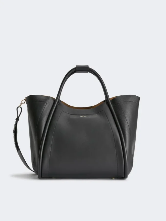 Medium leather marine bag, black Medium leather marine bag, black
