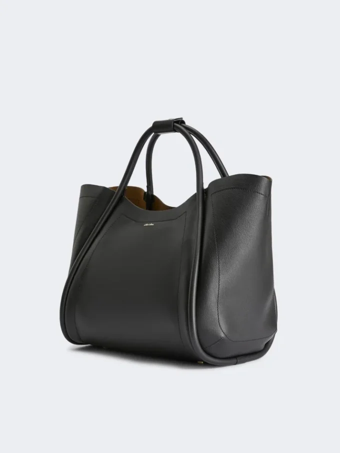 Medium leather marine bag, black Medium leather marine bag, black