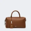 Medium natural leather bowler bag, amber brown Medium natural leather bowler bag, amber brown
