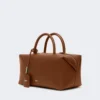 Medium natural leather bowler bag, amber brown Medium natural leather bowler bag, amber brown