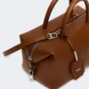 Medium natural leather bowler bag, amber brown Medium natural leather bowler bag, amber brown