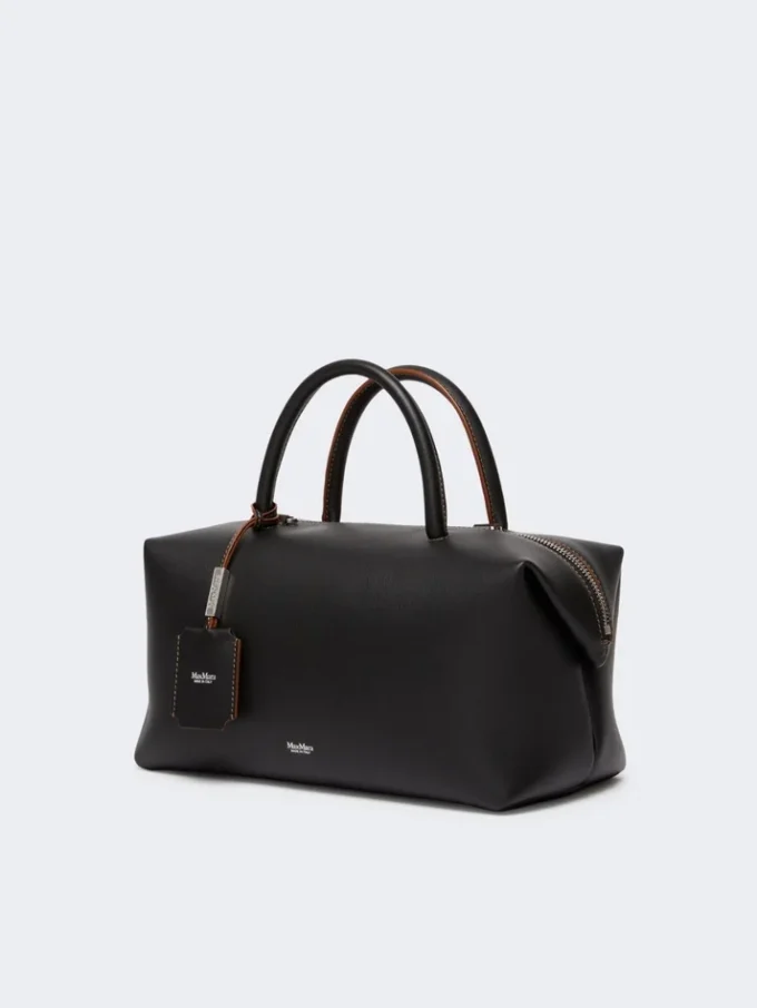 Medium natural leather bowler bag, black Medium natural leather bowler bag, black