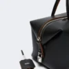 Medium natural leather bowler bag, black Medium natural leather bowler bag, black