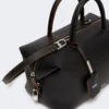 Medium natural leather bowler bag, black Medium natural leather bowler bag, black