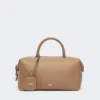Medium natural leather bowler bag, mud Medium natural leather bowler bag, mud