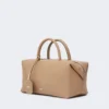 Medium natural leather bowler bag, mud Medium natural leather bowler bag, mud