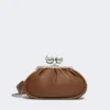 Medium pasticcino bag in glossy nappa leather, tobacco